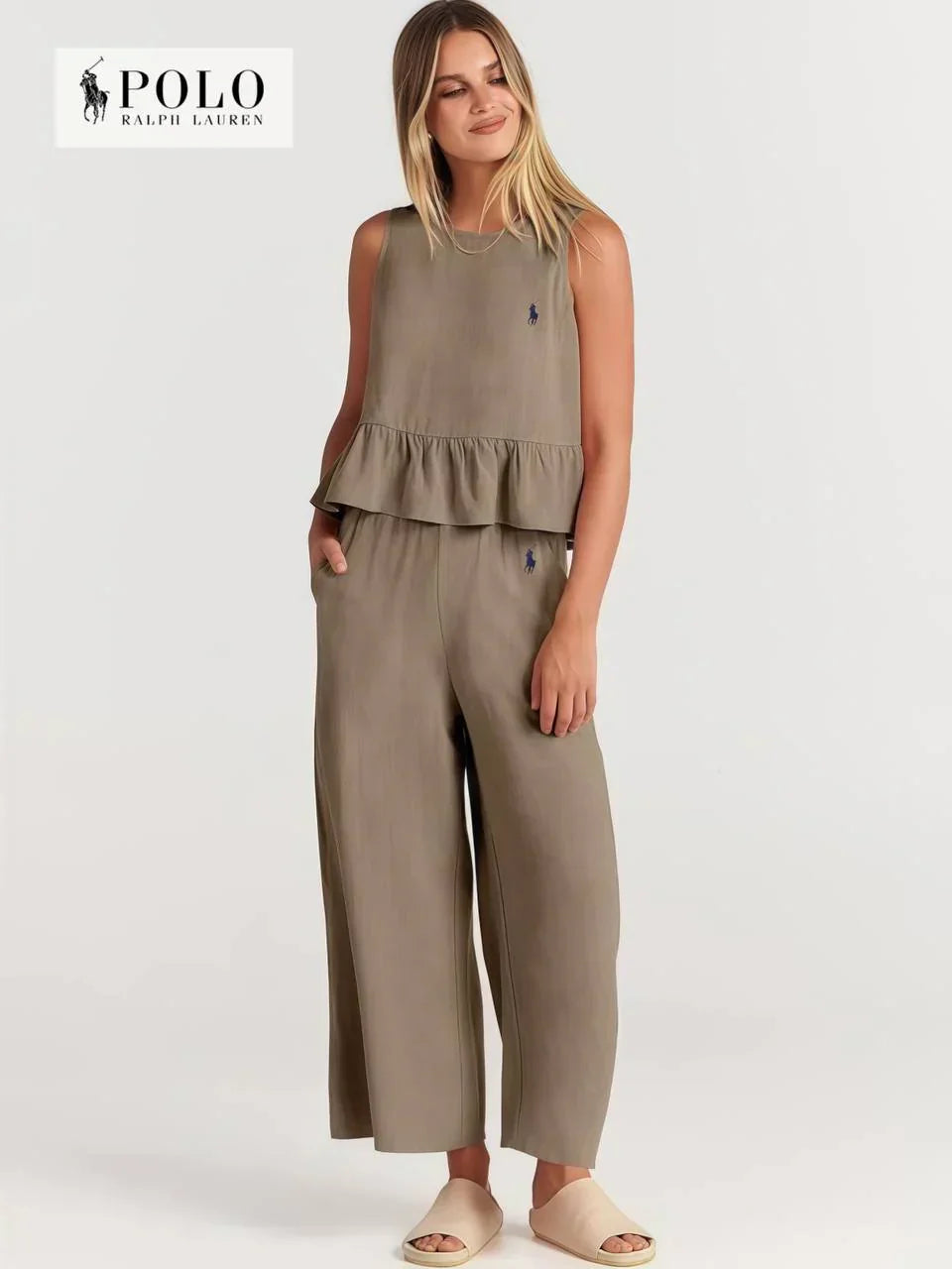 Conjunto de dos piezas con volantes para mujer