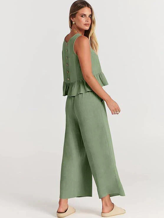 Conjunto de dos piezas con volantes para mujer