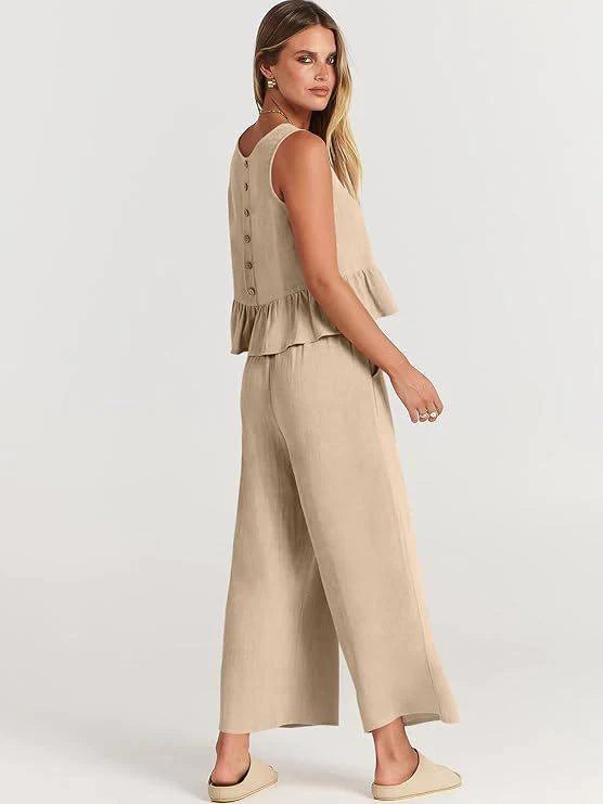 Conjunto de dos piezas con volantes para mujer