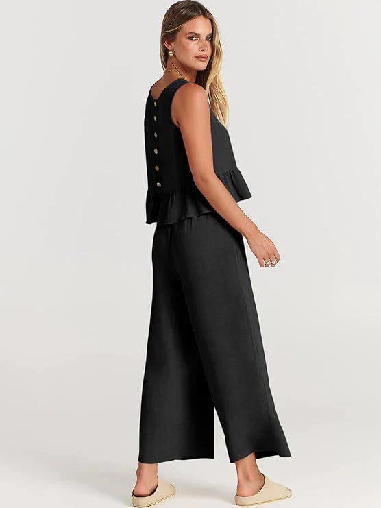 Conjunto de dos piezas con volantes para mujer