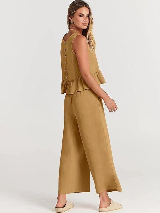 Conjunto de dos piezas con volantes para mujer