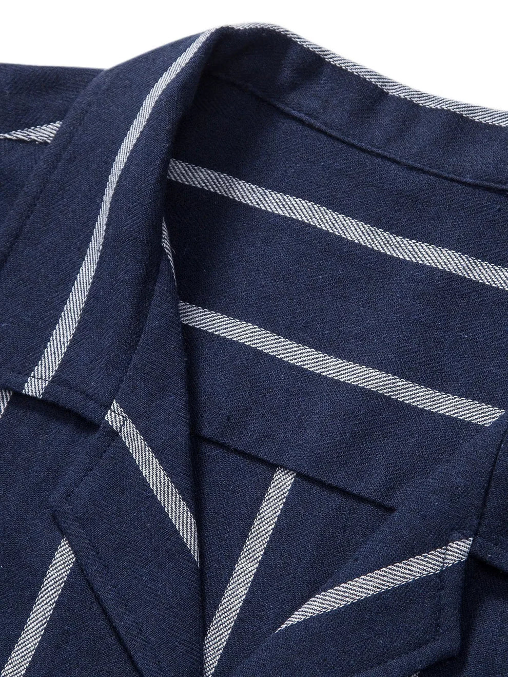 Conjunto de camisa y pantalón corto cubano a rayas para hombre